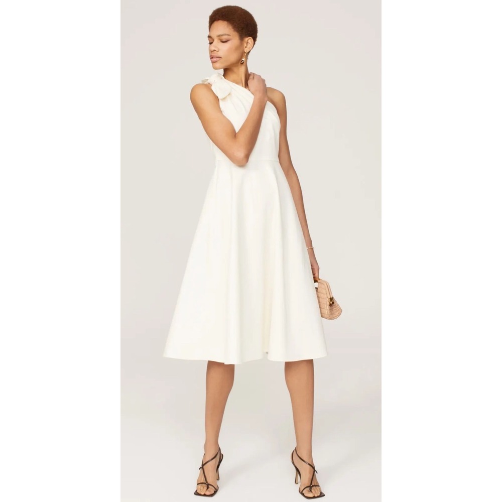 Kate Spade New York Sabrina One Shoulder Bow Midi Dress White